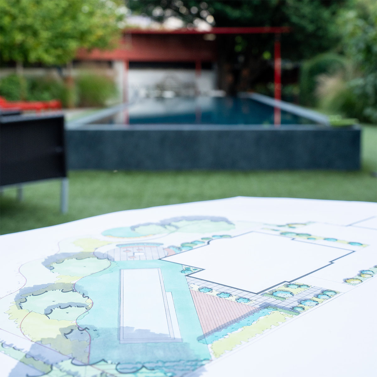 Croquis conception aménagement jardin